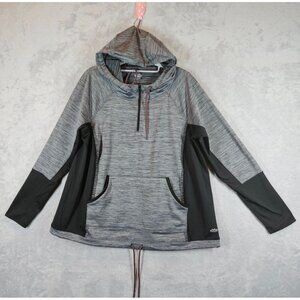 Maurices In Motion Womens L Hoodie Pullover Sweatshirt Gray/Black Athleisure
